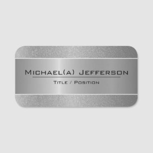 Unique Elegant Silver Metallic And Glitter: Luxury Name Tag