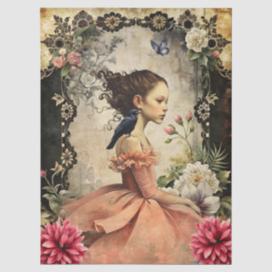 Unique Elegant Victorian Goth Girl Floral Garden Tissue Paper