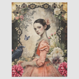 Unique Elegant Victorian Goth Girl Floral Garden Tissue Paper
