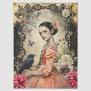 Unique Elegant Victorian Goth Girl Floral Garden  Tissue Paper