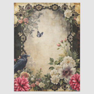 Unique Elegant Victorian Goth Raven Floral Garden Tissue Paper