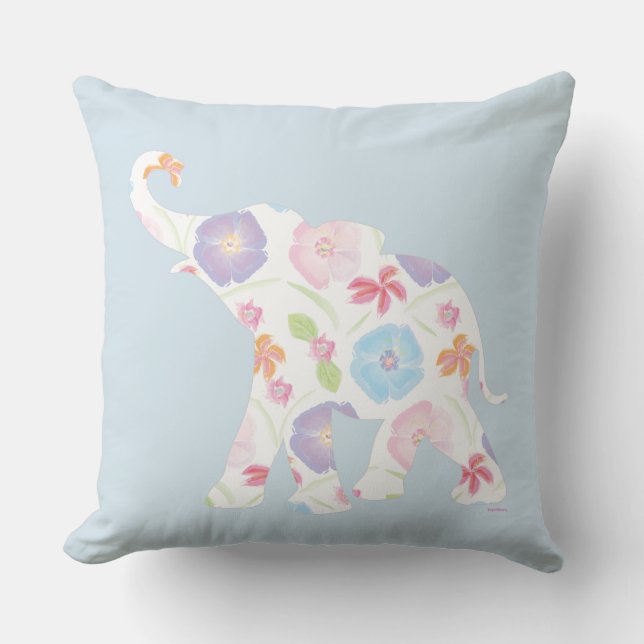 Unique Elephant Art Flower Pattern Modern Unique Cushion (Front)