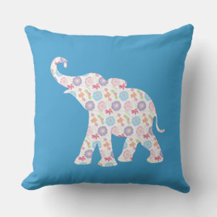 Unique Elephant Pattern Art Graphic Blue Modern Cushion
