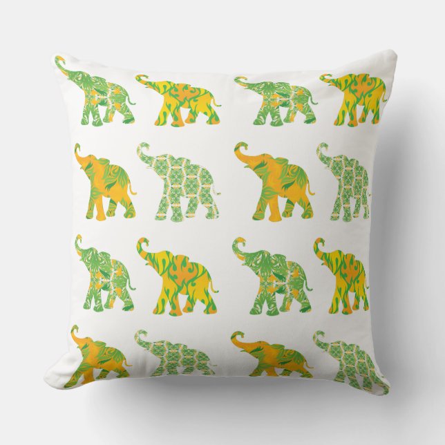 Unique Elephant Pattern Art Graphic Modern Cushion (Front)