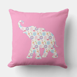 Unique Elephant Pattern Art Graphic Pink Modern Cushion