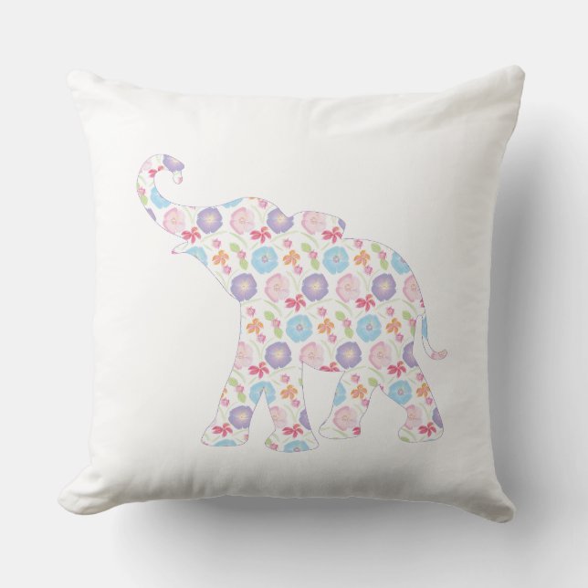 Unique Elephant Pattern Art Graphic White Modern Cushion (Front)
