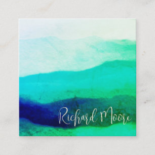 Unique emerald green grunge abstract signature square business card