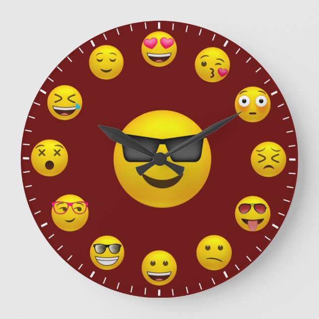 Unique Emoticon Emoji Themed Large Clock (Front)