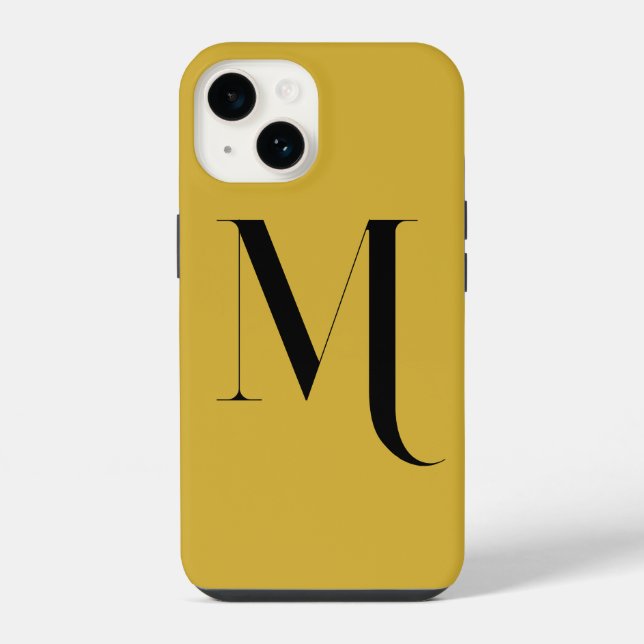 Unique Extra Large Monogram Print M Gold iPhone Case (Back)