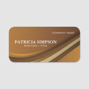 Unique Eye-catching Gradient Brown And Gold: Sleek Name Tag