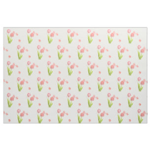 Unique fabric Retro pink tulip flower