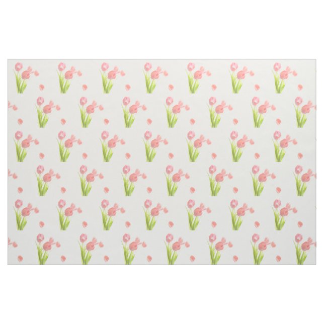 Unique fabric  Retro pink tulip flower (Fat Quarter)