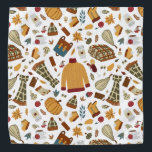 Unique Fall Leaves Harvest Autumn Pumpkins Bandana<br><div class="desc">Unique fall Thanksgiving pet bandanna or bandanna for people hand drawn pattern with an orange sweater, warm scarf, cosy blanket, fall leaves, backpack, pumpkin spice coffee, mulled wine, pumpkin pie, fall candles, warm hat, gourd, autumn flowers, mushrooms, yellow pear, red apple, fall boots, cupcakes and warm socks. It's a unique...</div>