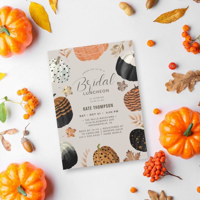 Unique Fall Painted Pumpkins Bridal Shower Invitation (Creator Uploaded)
