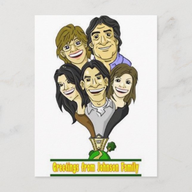 Unique family illustration. postcard (Front)