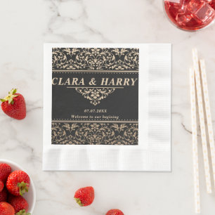 Unique fancy minimalist boho modern wedding napkin
