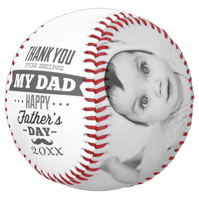 Unique Fathers Day Personalised Black White Softball (Angled)