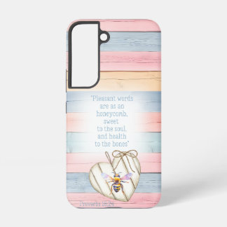Unique Faux Pastel Wood Heart Watercolor Bee Faith Samsung Galaxy Case