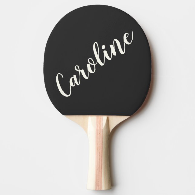 Unique Favour Personalised Name Black and White Ping Pong Paddle (Front)