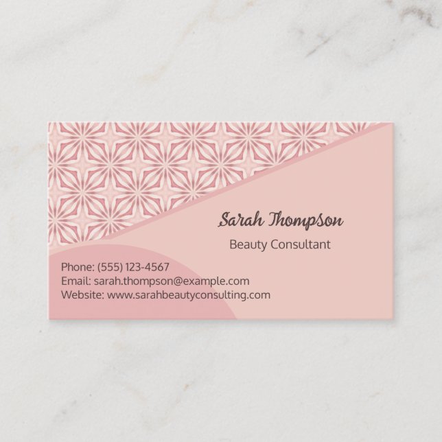 Unique Feminine Pretty Geometric Pattern QR Code Business Card (Front)