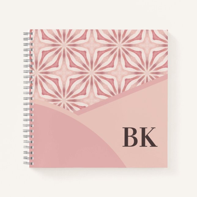 Unique Feminine Pretty Pink Geometric Pattern Notebook (Front)