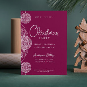 Unique Festive Christmas Party magenta Invitation