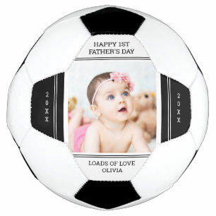 Unique First Fathers Day New Dad Baby Photo Soccer Ball