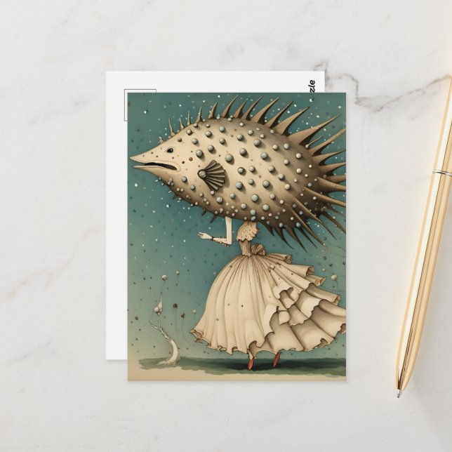 Unique Fish Fashion Postcard (Front/Back In Situ)