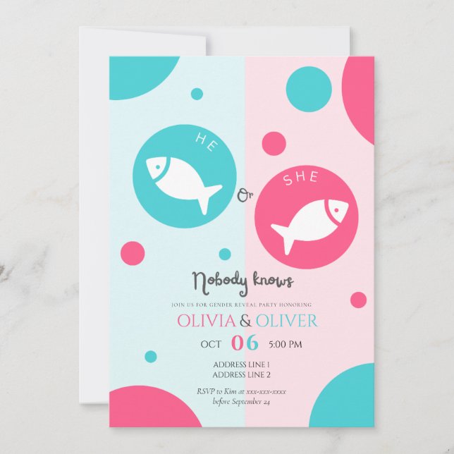 Unique fishing gender reveal invitation (Front)