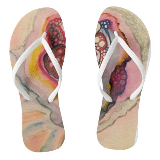 Unique flip flops with abstract fine art