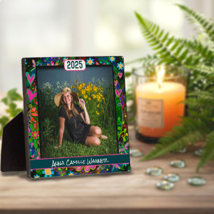 Unique Floral Graduation Custom StylishPhoto Name  Plaque