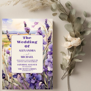 Unique floral lavender wedding invitation