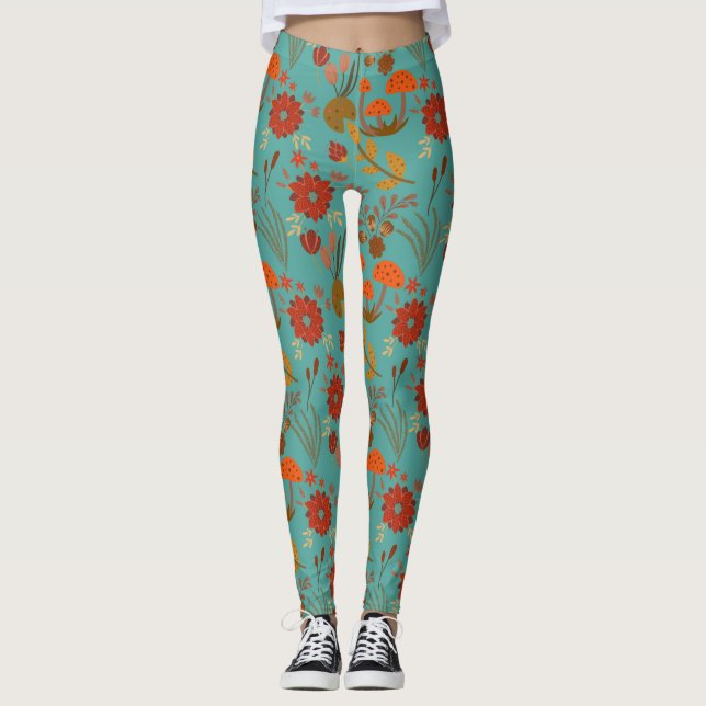 Unique Floral Pattern Leggings (Front)