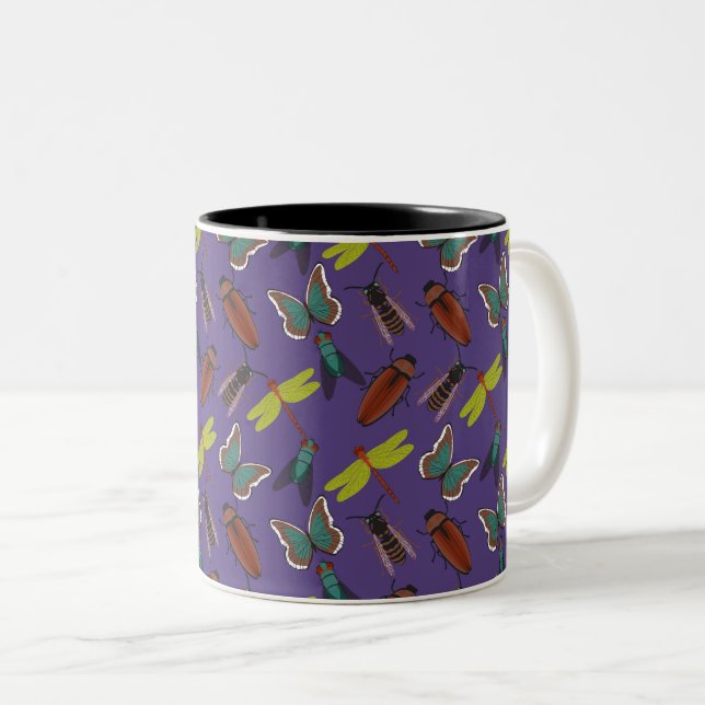 Unique Floral Pattern Two-Tone Coffee Mug (Front Right)