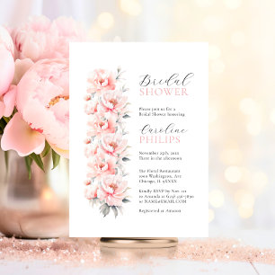 Unique Floral Peonies Blush Pink BRIDAL SHOWER Invitation