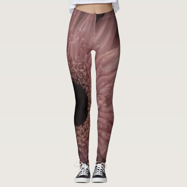 Unique Floral Photo Beautiful Light Pink Flower Leggings (Front)