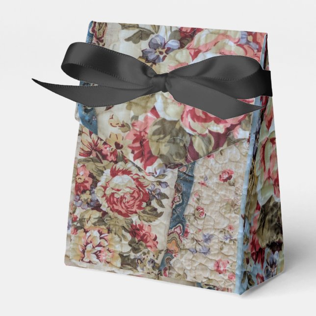 Unique floral quilt photo favour box (Front Side)