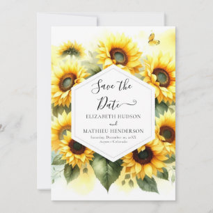Unique Floral Sunflower Wedding Save The Date