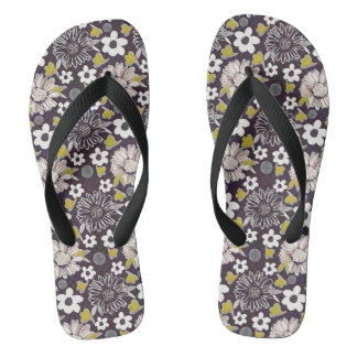 Unique Floral Vintage Pattern Pair of Flip Flops