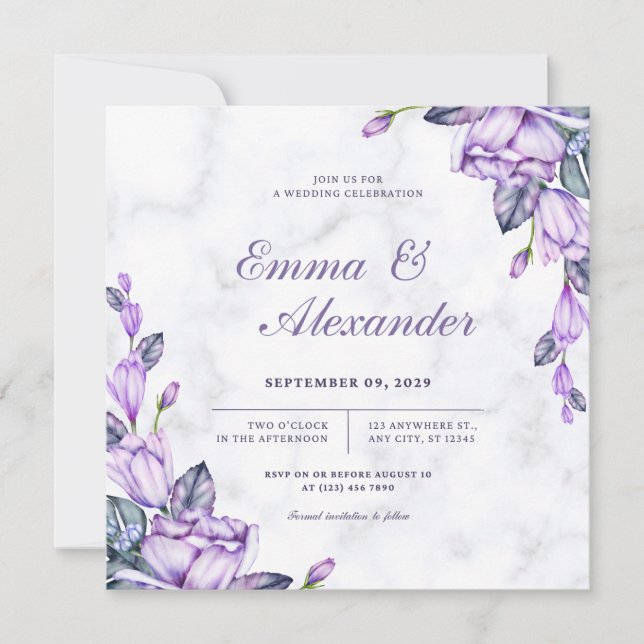 Unique Floral Wedding Invitation (Front)