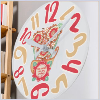Unique FloralDesign Style Round Clock
