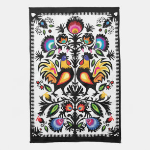 Unique folklore composition kitchen towel