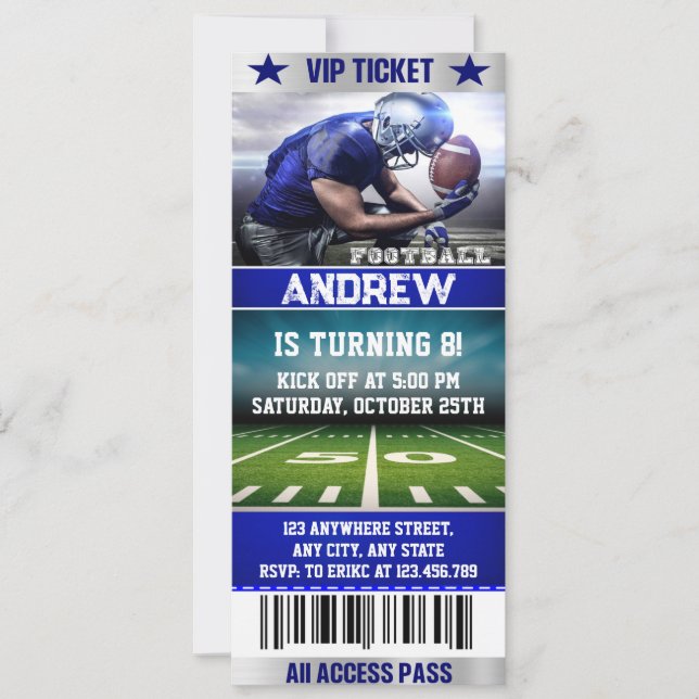 Unique Football Ticket Design Birthday Invitation (Front)