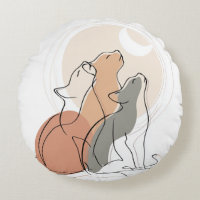 Unique Fox Howling at Moon Round Pillow