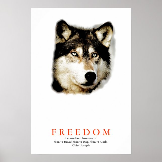 Unique Freedom Motivational Wolf Poster Print (Front)