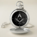 Unique Freemason Gifts | Black Silver Masonic Pocket Watch<br><div class="desc">If you're searching for custom, unique freemason gifts, here is a black and silver masonic pocket watch that can be personalised with your own text, such as a name... The classy design features a modern silver square and compass freemasonry symbol over a black background with white accents. Easily change the...</div>