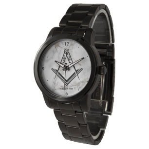 Unique Freemason Gifts Black White Masonic Watch