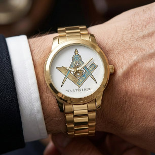 Unique Freemason Gifts   Gold Masonic Compass Watch