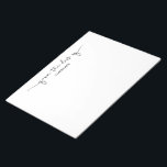 Unique From the Desk Of Black White Script Swash  Notepad<br><div class="desc">Cute black and white note card with swashes and personalised name. Perfect for notes,  lists,  gift giving and more.</div>