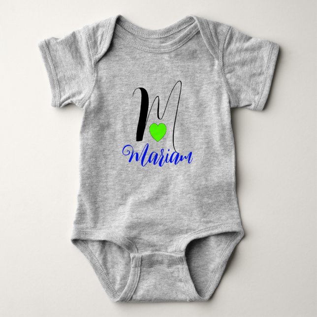 Unique Front & Back Design - New Born Name Baby Bodysuit (Front)